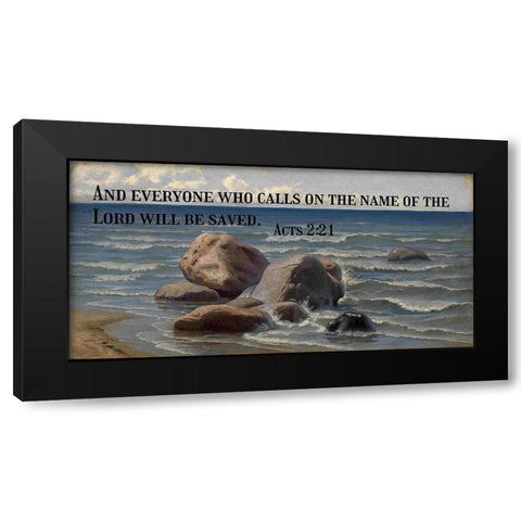 Bible Verse Quote Acts 2:21, Efim Volkov - Seascape 2 Black Modern Wood Framed Art Print by ArtsyQuotes