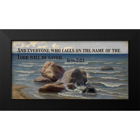 Bible Verse Quote Acts 2:21, Efim Volkov - Seascape 2 Black Modern Wood Framed Art Print by ArtsyQuotes