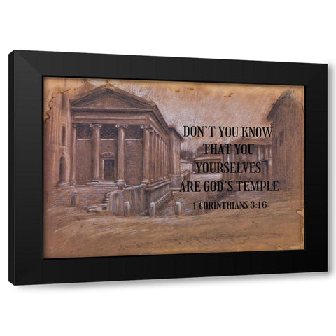 Bible Verse Quote 1 Corinthians 3:16, Adolf Hir - View of the Forum Boarium Black Modern Wood Framed Art Print with Double Matting by ArtsyQuotes