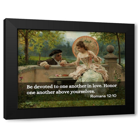 Bible Verse Quote Romans 12:10, Federico Andreotti - An in Love Conversation in Park Black Modern Wood Framed Art Print with Double Matting by ArtsyQuotes