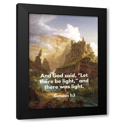 Bible Verse Quote Genesis 1:3, Thomas Cole - The Fountain of Vaucluse Black Modern Wood Framed Art Print by ArtsyQuotes