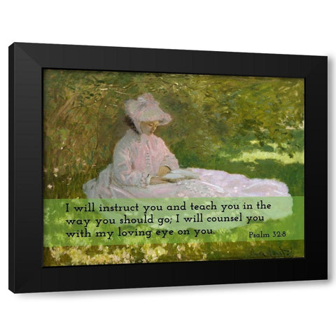 Bible Verse Quote Psalm 32:8, Claude Monet - Springtime 2 Black Modern Wood Framed Art Print by ArtsyQuotes