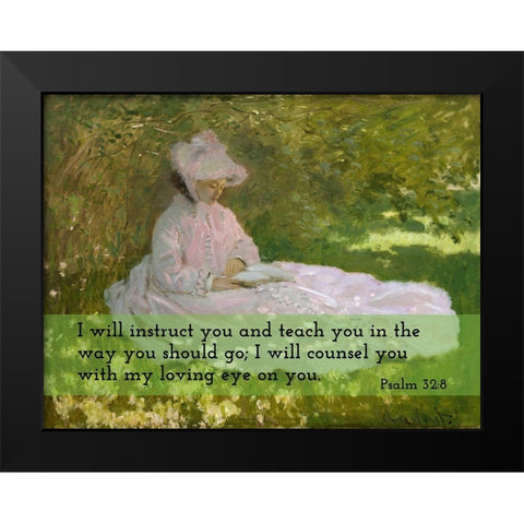 Bible Verse Quote Psalm 32:8, Claude Monet - Springtime 2 Black Modern Wood Framed Art Print by ArtsyQuotes