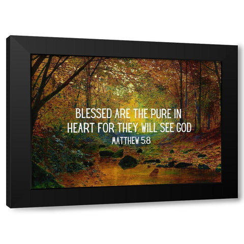 Bible Verse Quote Matthew 5:8, John Atkinson Grimshaw - River Black Modern Wood Framed Art Print by ArtsyQuotes