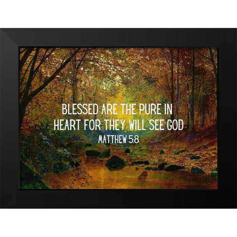 Bible Verse Quote Matthew 5:8, John Atkinson Grimshaw - River Black Modern Wood Framed Art Print by ArtsyQuotes