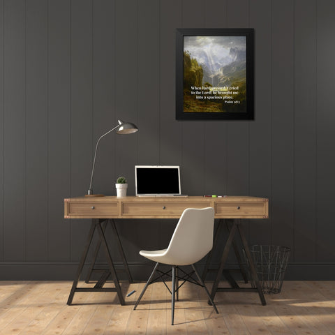 Bible Verse Quote Psalm 118:5, Albert Bierstadt - The Rocky Mountains Landers Peak Black Modern Wood Framed Art Print by ArtsyQuotes