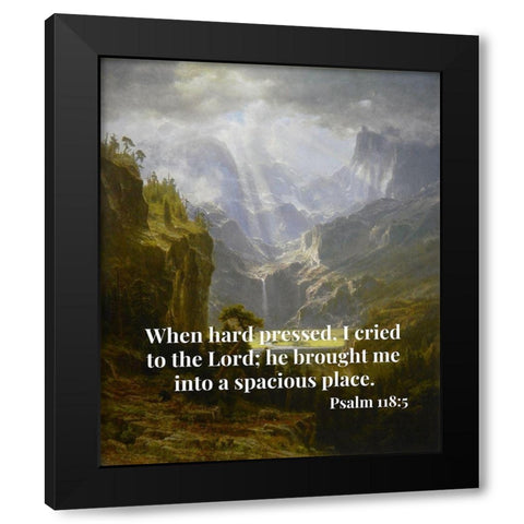 Bible Verse Quote Psalm 118:5, Albert Bierstadt - The Rocky Mountains Landers Peak Black Modern Wood Framed Art Print by ArtsyQuotes