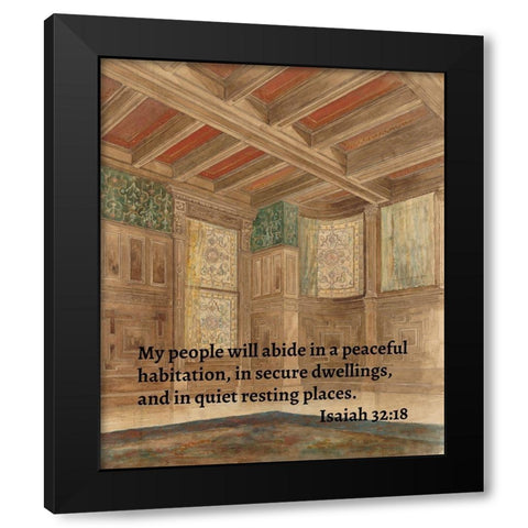 Bible Verse Quote Isaiah 32:18, Louis Comfort Tiffany - Design for an interior Black Modern Wood Framed Art Print with Double Matting by ArtsyQuotes