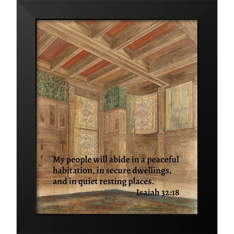 Bible Verse Quote Isaiah 32:18, Louis Comfort Tiffany - Design for an interior Black Modern Wood Framed Art Print by ArtsyQuotes