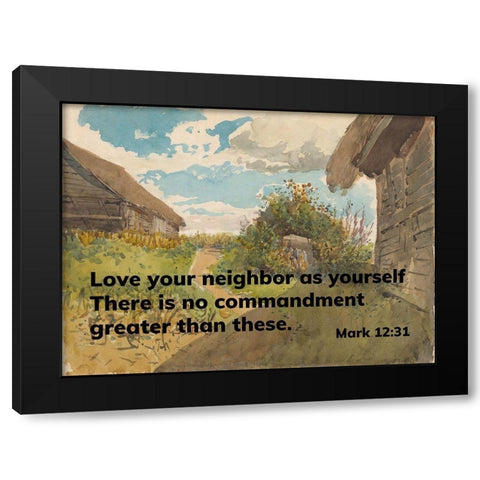 Bible Verse Quote Mark 12:31, Laszlo Mednyanszky - Landscape between Haylofts Black Modern Wood Framed Art Print with Double Matting by ArtsyQuotes