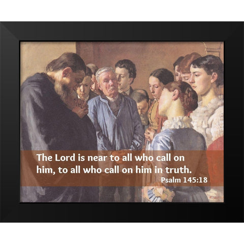 Bible Verse Quote Psalm 145:18, Ferdinand Hodler - Devotion Black Modern Wood Framed Art Print by ArtsyQuotes
