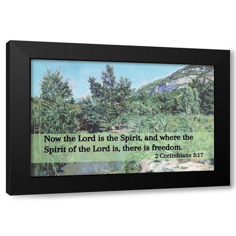 Bible Verse Quote 2 Corinthians 3:17, Ferdinand Hodler - At the Foot of the Saleve Black Modern Wood Framed Art Print with Double Matting by ArtsyQuotes