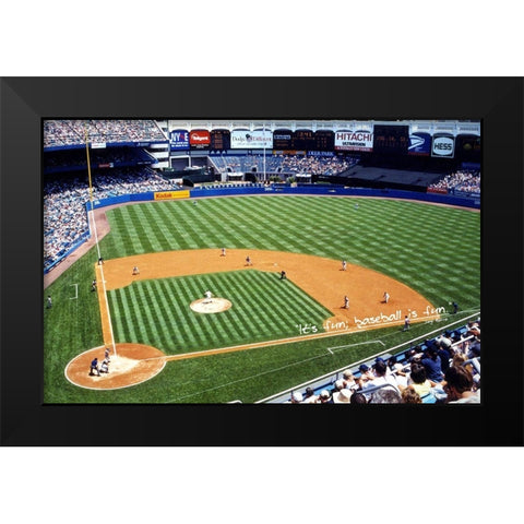 Yogi Berra Quote: Baseball is Fun Black Modern Wood Framed Art Print by ArtsyQuotes