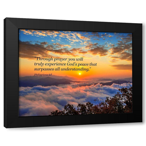 Bible Verse Quote Philippians 4:7 Black Modern Wood Framed Art Print with Double Matting by ArtsyQuotes