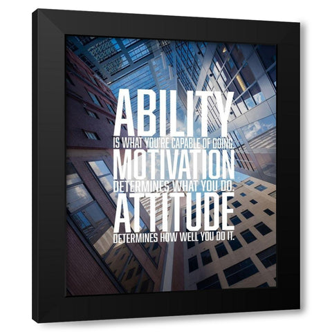 Artsy Quotes Quote: Attitude Black Modern Wood Framed Art Print by ArtsyQuotes