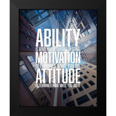 Artsy Quotes Quote: Attitude Black Modern Wood Framed Art Print by ArtsyQuotes