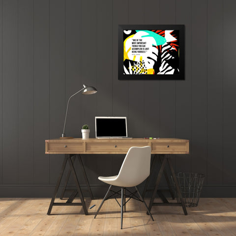 Dwyane Johnson Quote: Being Yourself Black Modern Wood Framed Art Print by ArtsyQuotes