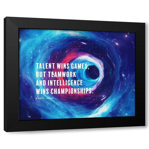Michael Jordan Quote: Intelligence Wins Championships Black Modern Wood Framed Art Print by ArtsyQuotes