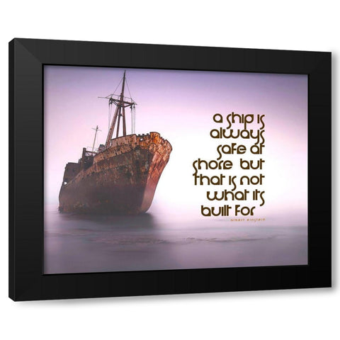 Albert Einstein Quote: Always at Shore Black Modern Wood Framed Art Print with Double Matting by ArtsyQuotes