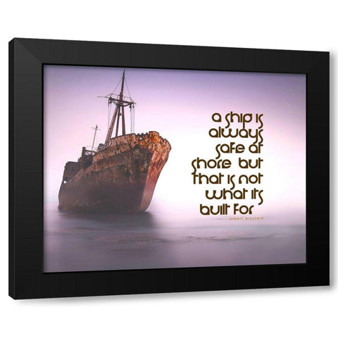 Albert Einstein Quote: Always at Shore Black Modern Wood Framed Art Print by ArtsyQuotes