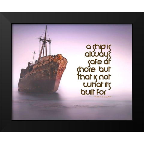 Albert Einstein Quote: Always at Shore Black Modern Wood Framed Art Print by ArtsyQuotes