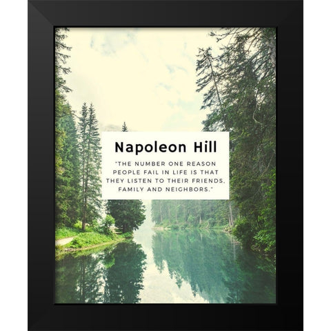 Napolean Hill Quote: One Reason Black Modern Wood Framed Art Print by ArtsyQuotes