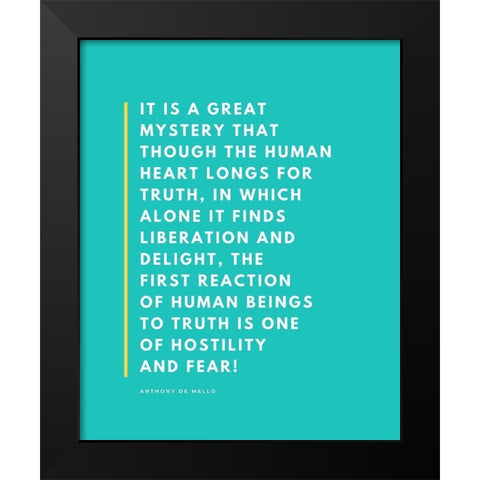Anthony De Mello Quote: Great Mystery Black Modern Wood Framed Art Print by ArtsyQuotes