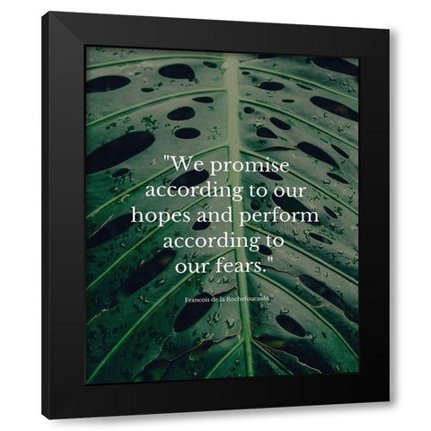 Francois de la Rochefoucauld Quote: We Promise Black Modern Wood Framed Art Print by ArtsyQuotes
