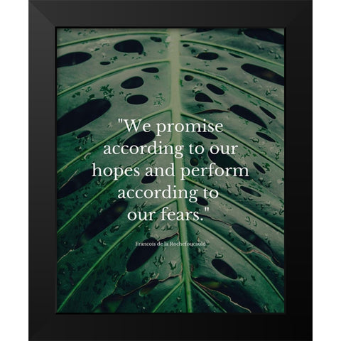 Francois de la Rochefoucauld Quote: We Promise Black Modern Wood Framed Art Print by ArtsyQuotes