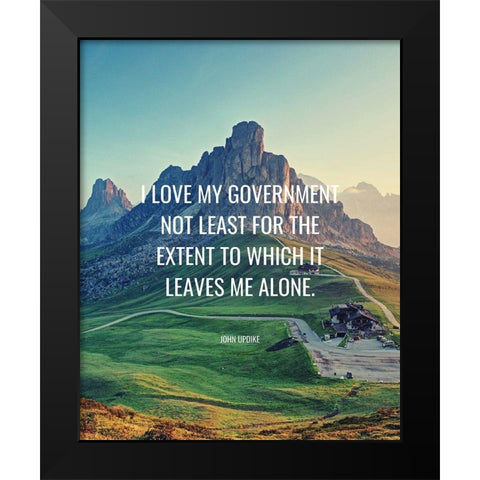 John Updike Quote: Government Black Modern Wood Framed Art Print by ArtsyQuotes