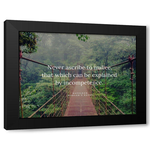 Napoleon Quote: Ascribe to Malice Black Modern Wood Framed Art Print by ArtsyQuotes