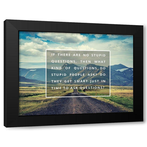 Scott Adams Quote: No Stupid Questions Black Modern Wood Framed Art Print with Double Matting by ArtsyQuotes