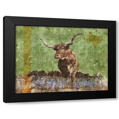 Long Horn Green Black Modern Wood Framed Art Print with Double Matting by Wiley, Marta