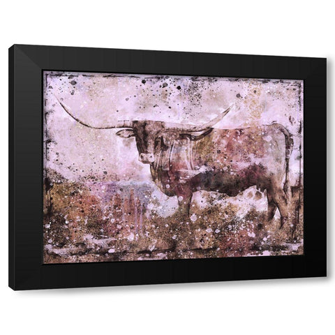 Long Horn Pink tint Black Modern Wood Framed Art Print by Wiley, Marta