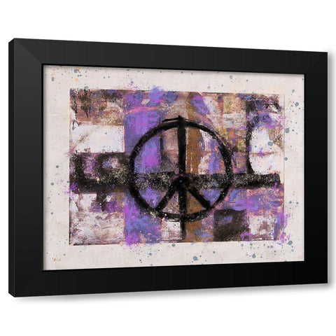 PEACE purple tint Black Modern Wood Framed Art Print with Double Matting by Wiley, Marta