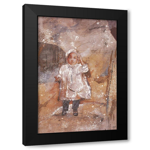 Little African Girl Black Modern Wood Framed Art Print by Wiley, Marta