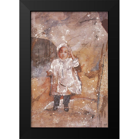 Little African Girl Black Modern Wood Framed Art Print by Wiley, Marta