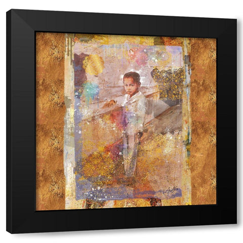 Little African Boy II Black Modern Wood Framed Art Print by Wiley, Marta