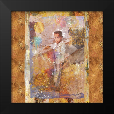 Little African Boy II Black Modern Wood Framed Art Print by Wiley, Marta