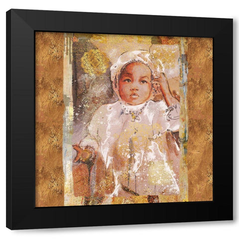 Little African Girl II Black Modern Wood Framed Art Print by Wiley, Marta