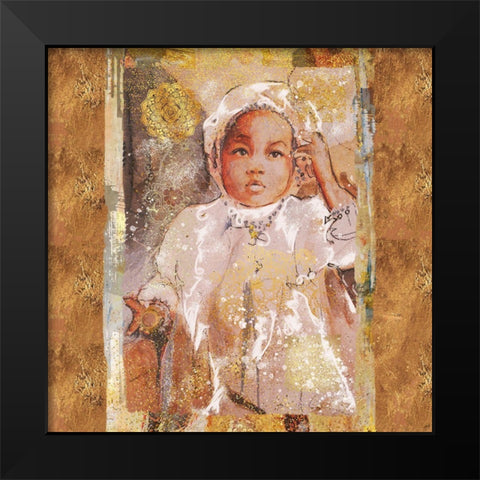 Little African Girl II Black Modern Wood Framed Art Print by Wiley, Marta