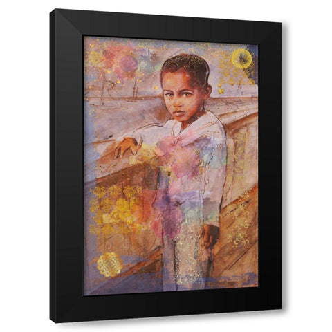 Little African Boy III Black Modern Wood Framed Art Print by Wiley, Marta