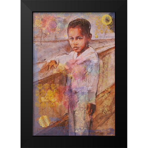 Little African Boy III Black Modern Wood Framed Art Print by Wiley, Marta