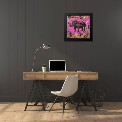 Fibonacci Pink Rhino  Black Modern Wood Framed Art Print by Wiley, Marta