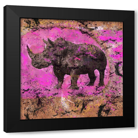 Fibonacci Pink Rhino  Black Modern Wood Framed Art Print with Double Matting by Wiley, Marta