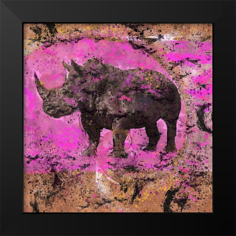 Fibonacci Pink Rhino  Black Modern Wood Framed Art Print by Wiley, Marta