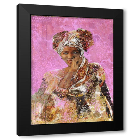 Pink African Dreams Black Modern Wood Framed Art Print by Wiley, Marta