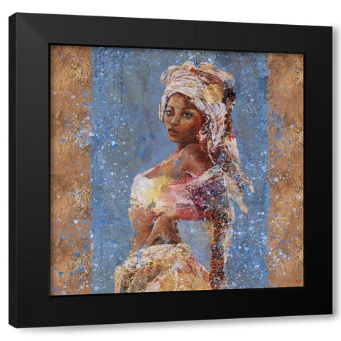 Teal African Light Black Modern Wood Framed Art Print by Wiley, Marta
