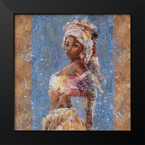 Teal African Light Black Modern Wood Framed Art Print by Wiley, Marta