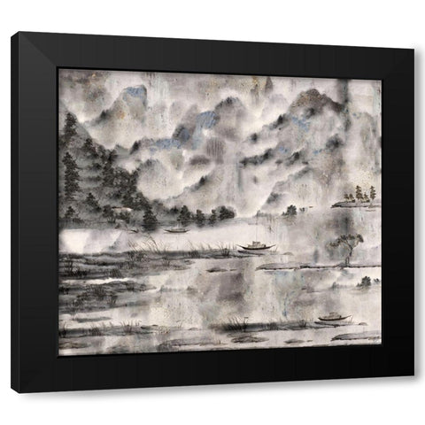 Vintage Chinese Landscape Black Modern Wood Framed Art Print with Double Matting by Wiley, Marta